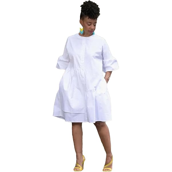 Frank & Eileen Women's Long Sleeve Polo Dress, White, L at Amazon